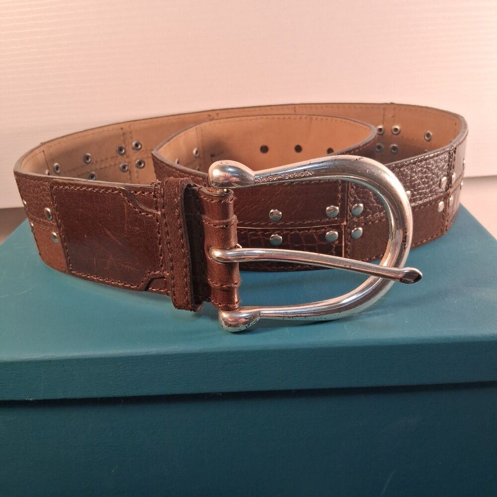 Michael Kors Faux Crocodile & Snake Leather Embossed Patchwork Belt Size L